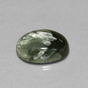 Serafinita Verde natural de 4.78 ct, Corte Óvalo, Opaco
