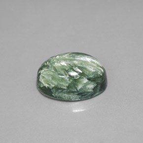 Serafinita Verde natural de 6.71 ct, Corte Óvalo, Opaco
