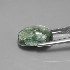 Serafinita Verde natural de 6.71 ct, Corte Óvalo, Opaco