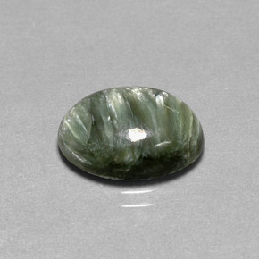 Serafinita verde natural de 4,60 ct, corte óvalo, opaco