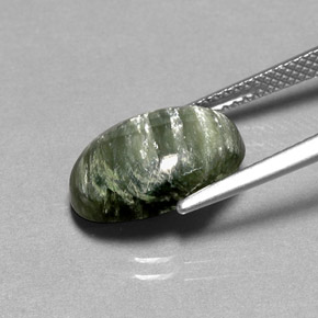 Serafinita verde natural de 4,23 ct, corte óvalo, opaco