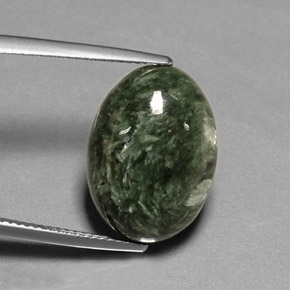 Serafinita Verde natural de 9.74 ct, Corte Óvalo, Opaco