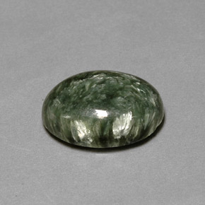 Serafinita Verde natural de 9.74 ct, Corte Óvalo, Opaco