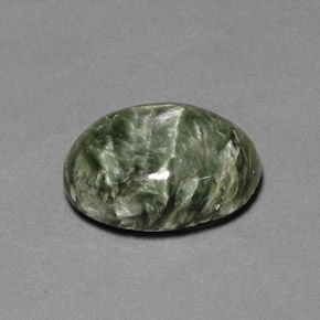 Serafinita Verde natural de 10.40 ct, Corte Óvalo, Opaco