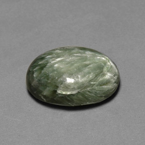 Serafinita Verde natural de 11.26 ct, Corte Óvalo, Opaco