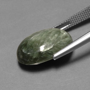 Serafinita Verde natural de 11.26 ct, Corte Óvalo, Opaco