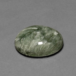 Serafinita Verde natural de 10.12 ct, Corte Óvalo, Opaco
