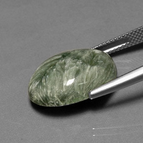 Serafinita Verde natural de 10.12 ct, Corte Óvalo, Opaco