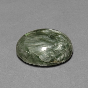 Serafinita verde natural de 10,69 ct, corte óvalo, opaco