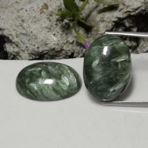 Gemas de serafinita verde natural de 21,06 ct, corte óvalo, opaco