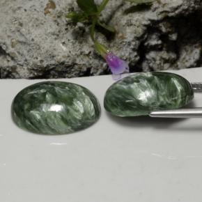 Gemas de serafinita verde natural de 21,06 ct, corte óvalo, opaco