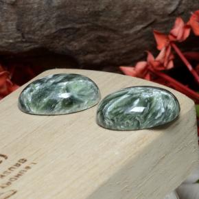 Gemas de Serafinita Verde natural de 20.56 ct, Corte Óvalo, Opaco