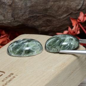 Gemas de Serafinita Verde natural de 20.56 ct, Corte Óvalo, Opaco
