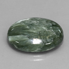 Serafinita verde natural de 11,47 ct, corte óvalo, opaco