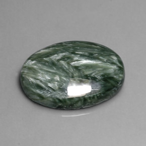 Serafinita Verde natural de 10.38 ct, Corte Óvalo, Opaco
