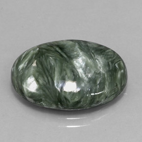 Serafinita Verde natural de 11.14 ct, Corte Óvalo, Opaco