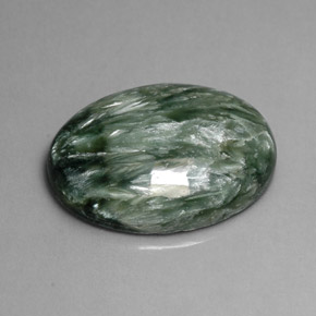 Serafinita Verde natural de 11.38 ct, Corte Óvalo, Opaco