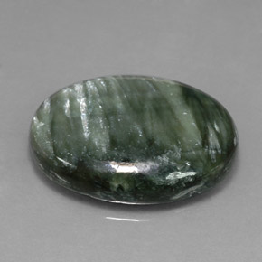 Serafinita verde natural de 11,23 ct, corte óvalo, opaco