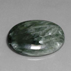 Serafinita Verde natural de 10.53 ct, Corte Óvalo, Opaco