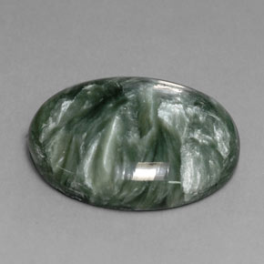 Serafinita verde natural de 11,32 ct, corte óvalo, opaco