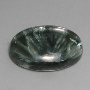 Serafinita Verde natural de 12.14 ct, Corte Óvalo, Opaco
