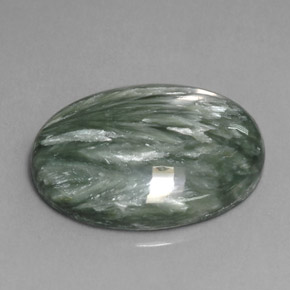 Serafinita verde natural de 11,13 ct, corte óvalo, opaco