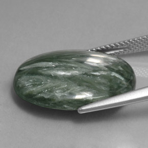 Serafinita verde natural de 11,13 ct, corte óvalo, opaco