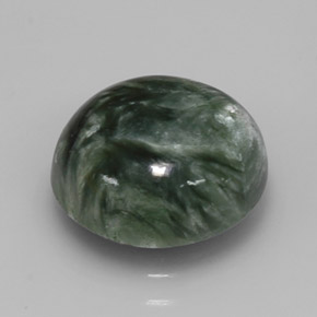 Serafinita verde natural de 4,92 ct, corte redondo, opaco