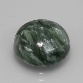 Serafinita verde natural de 5,09 ct, corte redondo, opaco
