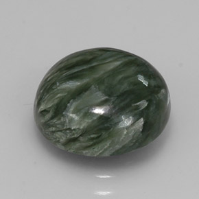 Serafinita verde natural de 4,98 ct, corte redondo, opaco