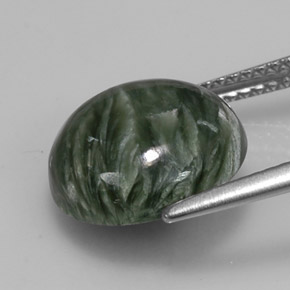 Serafinita verde natural de 4,98 ct, corte redondo, opaco
