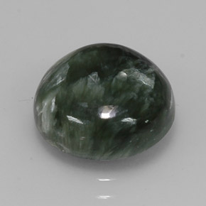 Serafinita verde natural de 5,02 ct, corte redondo, opaco
