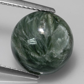 Serafinita verde natural de 4,10 ct, corte redondo, opaco