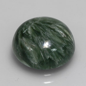 Serafinita verde natural de 4,10 ct, corte redondo, opaco