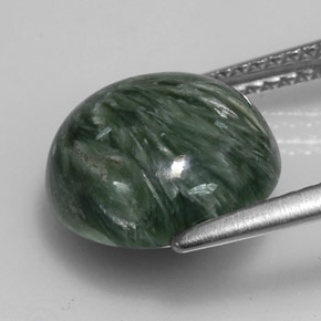 Serafinita verde natural de 4,10 ct, corte redondo, opaco