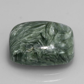 Serafinita verde natural de 5,87 ct, corte cojín, opaco
