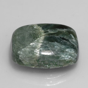 Serafinita verde natural de 5,49 ct, corte cojín, opaco