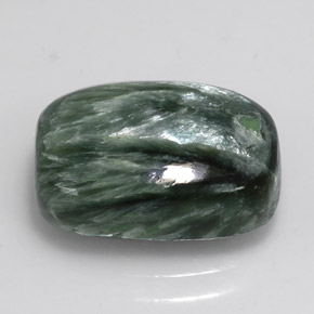 Serafinita verde natural de 5,76 ct, corte cojín, opaco