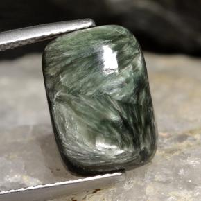 Serafinita Verde natural de 5.90 ct, Corte Cojín, Opaco