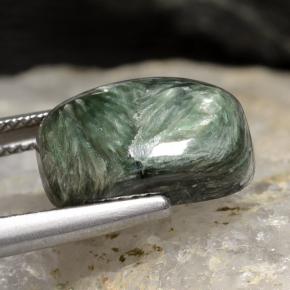 Serafinita Verde natural de 5.90 ct, Corte Cojín, Opaco