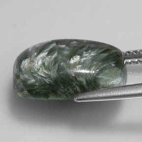 Serafinita Verde natural de 6.08 ct, Corte Cojín, Opaco