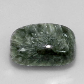 Serafinita verde natural de 6,14 ct, corte cojín, opaco