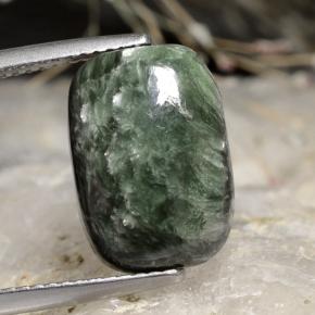Serafinita Verde natural de 6.02 ct, Corte Cojín, Opaco