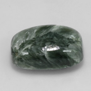 Serafinita verde natural de 5,75 ct, corte cojín, opaco