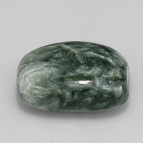 Serafinita Verde natural de 5.32 ct, Corte Cojín, Opaco