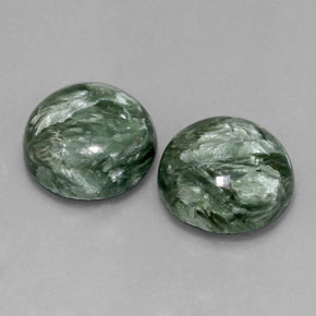 Gemas de serafinita verde natural de  ct, corte redondo, opaco