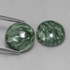 Gemas de Serafinita Verde natural de  ct, Corte Redondo, Opaco