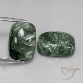 11.72ctw Natural Verde medio serafinita, Forma Cojín, Opaco