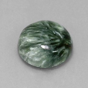 Serafinita verde natural de 4,67 ct, corte redondo, opaco