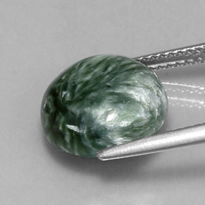 Serafinita verde natural de 4,67 ct, corte redondo, opaco